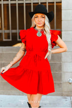 Load image into Gallery viewer, High Desert Ruffled Sleeved Tiered Mini Dress
