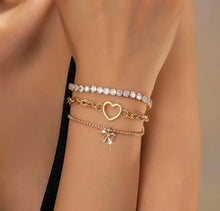 Load image into Gallery viewer, Multi-Layer Rhinestone Heart Chain Bracelet
